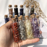 Bouteille Cadeau en Cristal Naturel avec Gravier d'Améthyste et Éclats de Pierres Précieuses – Bouteille à Vœux en Verre