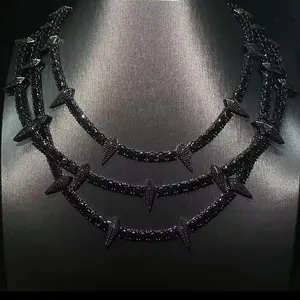 Cool Hip Hop Men Spike Tennis Necklace 5A Cubic Zirconia Various Colors Hot Selling Rock Pock Boy Jewelry