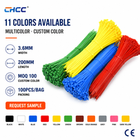 Bridas para cables de nailon 66 multicolor de 3.6*200mm, autoblocantes, de plástico, para gestión de cables, venta al por mayor de fábrica
