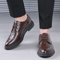 Chaussures en cuir pour hommes, en cuir de vachette pleine fleur sculpté, respirantes et imperméables, style business décontracté, élégantes, formelles britanniques