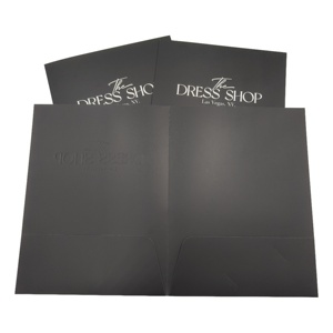 Tùy chỉnh thư mục màu đen với dập nổi quảng cáo khuyến mại 2 túi Giấy các tông thư mục tập tin in ấn A4 thư mục trình bày - Product Image 5
