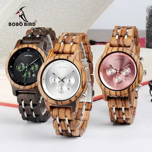 BOBOBIRD Bền Vững Thép Không Gỉ Xem Phụ Nữ Handmade Đồng Hồ Đeo Tay Cho Phụ Nữ Chronograph Thấp Moq Đồng Hồ Bằng Gỗ