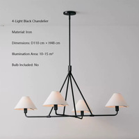 Lustre moderne en fer noir, 4 lumières, luminaire suspendu vintage pour salle à manger, salon, restaurant