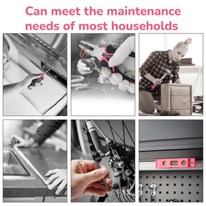 Kit d'outils ménagers rose de 18 pièces Hi-Spec avec marteau, tournevis, pinces, ruban à mesurer pour les réparations à domicile - Product Image 4