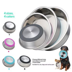 Anti-Slip Double-Walled Stainless Steel Bowl Cats Pet Basic Food Water Feeding Stocked Single Rubber Base Rounded Vacuum - Product Image 5