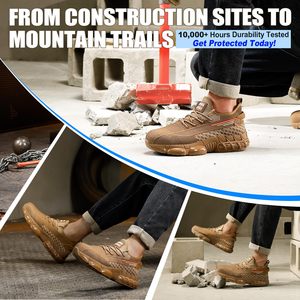 Bottes montantes de sécurité antidérapantes et résistantes à l'usure pour hommes, idéales pour l'automne et l'hiver, à lacets et étanches - Product Image 6