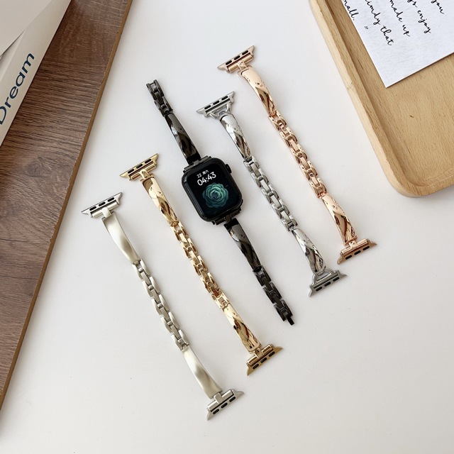 T Word Metal Bracelet Curved Piece Metal Watch Strap for Apple Watch 7 8 9 10 41/42/44/45mm Bracelet for Iwatch Metal Watch Band