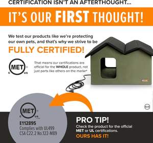 K & h מחמד לחיות מחמד חיצונית מחומם במיוחד בית לחתולים בחורף 2 דלתות עמיד למים בטיחות רשום אורגני - Product Image 5