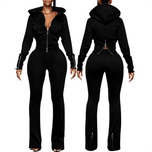Tute Sportive da Donna Personalizzabili con Logo, Pantaloni Ricamati e Felpa con Cappuccio e Zip a Maniche Lunghe, Set Due Pezzi - Product Image 3