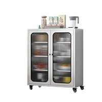 Meuble de cuisine mobile en acier inoxydable 304 à 4 roues, robuste, avec placard intégré pour four à micro-ondes, usage commercial