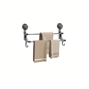 Porte-serviettes en acier inoxydable 70 cm à fixation par ventouse, double barre, organisateur de salle de bain, design moderne - Product Image 1