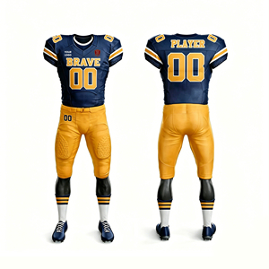 Ensemble de maillots de football américain personnalisés à manches courtes pour compétition, coupe ajustée, style universitaire - Product Image 1