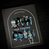 Uñas Postizas de Lujo Hechas a Mano, Color Naranja Mate, Diseño de Leopardo Negro, Flor 3D, Uñas Stiletto, Uñas Falsas Reutilizables