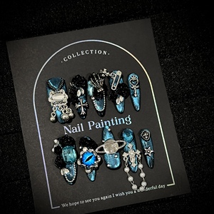 Faux <span class=keywords><strong>Ongles</strong></span> Stiletto de Luxe Faits Main Personnalisés, Orange Mat, Noir Léopard, Fleurs 3D, Réutilisables, pour Nail Art - Product Image 4