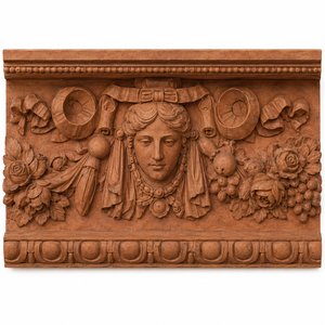 Cheminée traditionnelle en marbre avec sculptures ornées, en pierre rouge coucher de soleil, foyer intérieur à bois pour salle à manger - Product Image 3