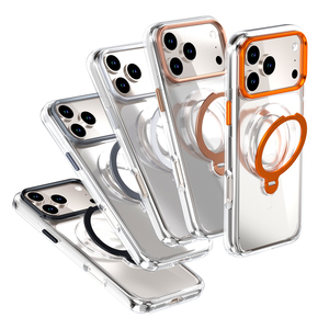 360 Rotation Magnetic <b>Stand</b> Wireless Charging Shockproof Waterproof Hard Clear Transparent Full Body Case City Scenery Design - Product Image 5