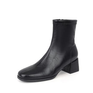 Botas de Nieve Modernas y Versátiles de Media Pantorrilla para Mujer, con Tacones Altos y Gruesos, Cierre Deslizante, Forro de Piel, Otoño Invierno - Product Image 5