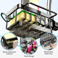Support multifonctionnel réglable et détachable pour robinet d'évier de cuisine, support pour éponge, support pour robinet d'évier de cuisine