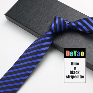 Cravate micro personnalisée populaire pour homme, cravate à rayures formelle, cravate à rayures bleu marine et blanche, gravatas para homens - Product Image 5