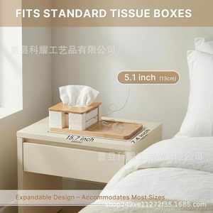 Bamboo Wood Tissue Box Multifunctional <b>Storage</b> <b>Tray</b> Rectangle 4-7 Compartments Standing Type Office Organizer Desktop Living - Product Image 4