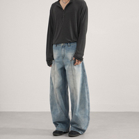 Pantalon en jean plissé coupe ample style américain pour hommes et femmes, jambe large, coupe décontractée, longueur cheville
