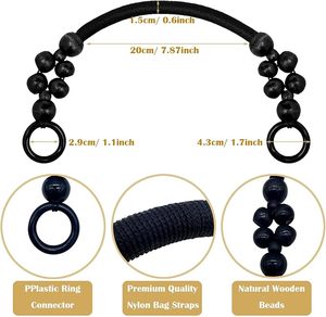 Dây Nylon 33/37/47cm có tay cầm bằng gỗ đính cườm dây đeo ví hình chữ <span class=keywords><strong>U</strong></span> thay thế tay cầm để làm túi tự làm móc túi - Product Image 4