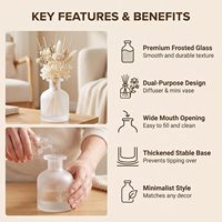 Bouteille diffuseur en verre mat de 150 ml en forme de ventre, réutilisable, vide, avec bâtonnets diffuseurs pour la maison et le bureau