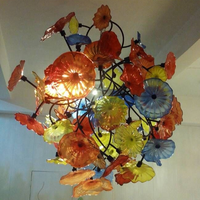 Lustre moderne en verre soufflé fait à la main style chihuly art grandes fleurs en verre