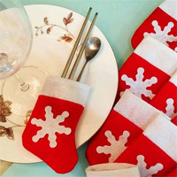 Mini chaussettes de Noël flocon de neige rouge personnalisées vaisselle de fête décoration mini bas de Noël en feutre non tissé