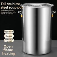 Perlengkapan Hotel Panci Masak Dapur Stainless Steel 201 Kapasitas Besar Peralatan Restoran Wadah Sup dengan Dua Pegangan dan Tutup
