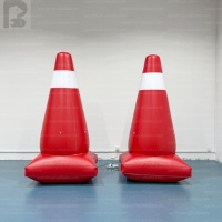 Cône de signalisation gonflable géant de 2 m avec logo publicitaire personnalisé, éclairage LED, barrière de circulation gonflable, modèle de cône de sécurité routière à vendre