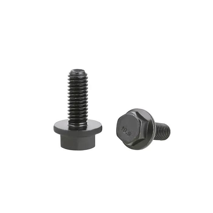 Black steel Hexagon bolts with flange DIN M5 to M20 UNC UNF 1/4 5/16 3/8 7/16 1/2 9/16 5/8 3/4 7/8 1 inch coarse fine pitch