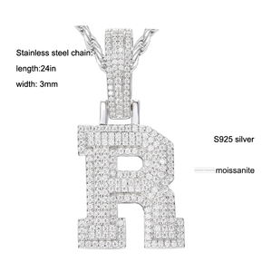 Personalizzazione lettera design ciondolo personalizzato <span class=keywords><strong>925</strong></span> <span class=keywords><strong>argento</strong></span> <span class=keywords><strong>e</strong></span> moissanite - Product Image 6