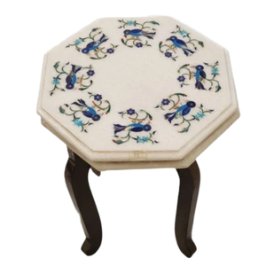 Pietra dura Incrustation de marbre Table à manger élégante et exquise pour restaurants Assemblage facile - Product Image 1