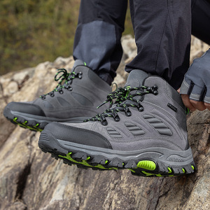 Outdoor Mens Mid Height Walking Style <b>Shoes</b> Shock Resistant Rugged Sole Breathable Upper For Camping And Hiking - Product Image 5