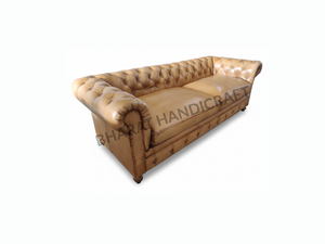 Canapé Chesterfield en cuir, design classique rembourré, assise profonde confortable, élégant, durable, parfait pour le salon - Product Image 3
