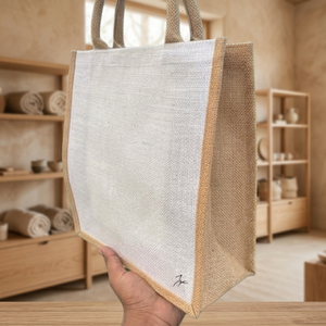 Sac fourre-tout en jute écologique, grande taille, réutilisable pour les courses, usage quotidien, avec poignée longue - Product Image 1