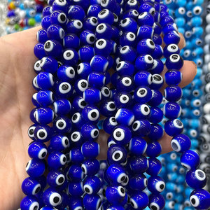 Venta al por mayor azul turco mal de ojo Murano cuentas de cristal 4mm 6mm 8mm 10mm joyería de cristal hacer collar de ojo del diablo Accesorios - Product Image 5