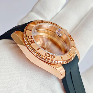 Caja de reloj de oro rosa de 40mm, juego de correas de silicona, resistente al agua, pulsera de cristal de zafiro, cierre, movimiento, estilo Simple - Product Image 5