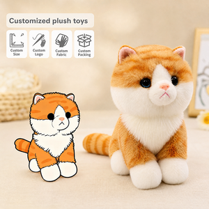 Jouet en peluche chat rayé mignon personnalisé Remplissage en coton PP Fonction anti-stress Doublure en maille - Cadeau de poupée apaisante pour enfants - Product Image 1