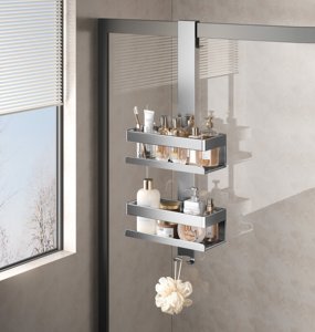 Phong cách mới 304 thép không gỉ treo tường kính màu đen cửa móc áo với móc phòng tắm đôi Tier lưu trữ giá - Product Image 6