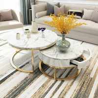 Table Basse Ronde Moderne en Marbre de Haute Qualité, Meuble de Salon avec Panneau en Pierre, Meilleure Vente pour Usage Domestique