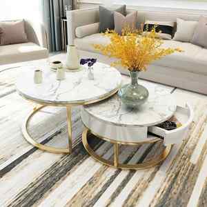 モダンな丸型大理石コーヒーテーブル、高品質リビングルーム家具、石板付き、家庭用に最適、より良い販売実績 - Product Image 5