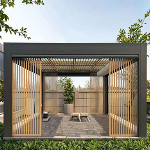 Pérgola Exterior Independiente de Aluminio, Gazebo con <span class=keywords><strong>Techo</strong></span> Abierto y Laterales para Jardín y Terraza de Villa - Product Image 1