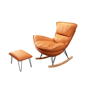 Sillón Reclinable de Estilo Nórdico en Cuero Crema para Sala de Estar con Reposapiés para Adultos - Product Image 5