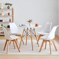 Table de salle à manger nordique en gros, table de salle à manger moderne en bois, table ronde blanche en MDF pour café et cuisine, pour 4 chaises