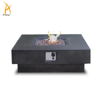 Table de foyer carrée en béton pour jardin, foyer extérieur au propane, 50 000 BTU