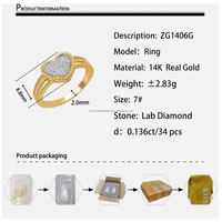 Herzdesign AU585 14K Massivgold Damen-Edelsteinring mit Labor-Diamant Trendiger Hochzeits-Verlobungsschmuck Maßgefertigt ODMOEM