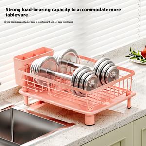 Estante <span class=keywords><strong>de</strong></span> almacenamiento <span class=keywords><strong>de</strong></span> Metal para cocina doméstica todos los días sobre el fregadero, estante <span class=keywords><strong>de</strong></span> secado <span class=keywords><strong>de</strong></span> platos con escurridor, organizador <span class=keywords><strong>de</strong></span> vajilla rosa, soporte para ollas - Product Image 2