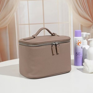 Travel <b>Makeup</b> Bag Women PU Leather Water Resistant Zipper Large Portable Cosmetic Storage Pouch Organizer Custom Logo <b>Case</b> - Product Image 2